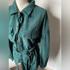 Corduroy Forest Green Flannel Dress Size Large